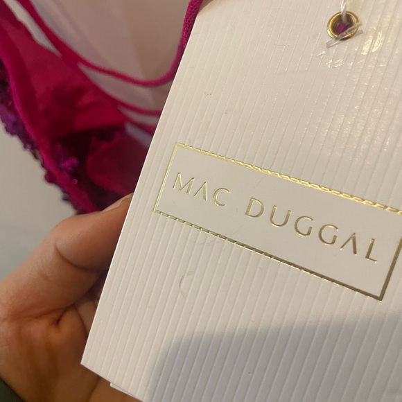 Macduggal 10047 hot pink beaded dress - Picture 4 of 6